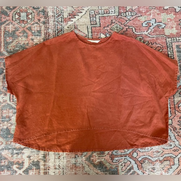 Elizabeth Suzann Tops - Elizabeth Suzann Linn Tee - Rust - Midweight Linen - OS
